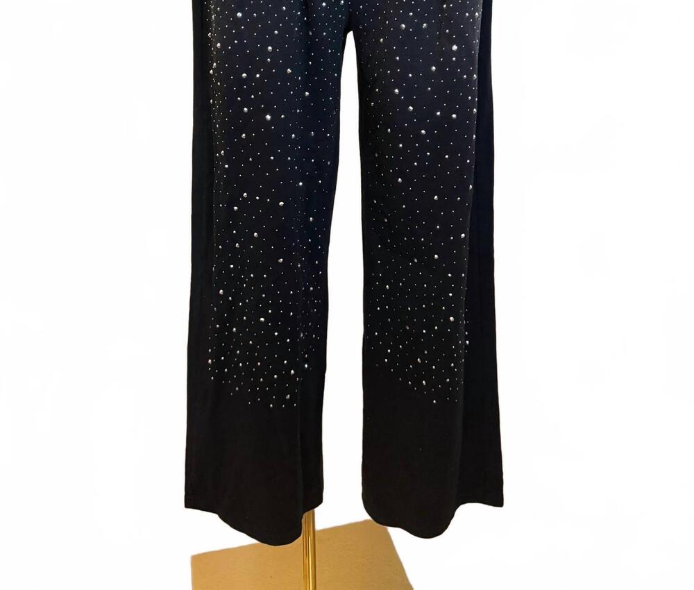 NEW DAVI & DANI women's rhinestone sweatpants in black